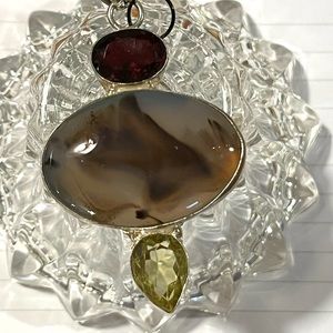 Agate, Garnet, Citrine Pendant